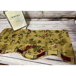 WAVERLY Fairfield Valances X 2 Yellow Gold Grapevine Double Layer New  78x14